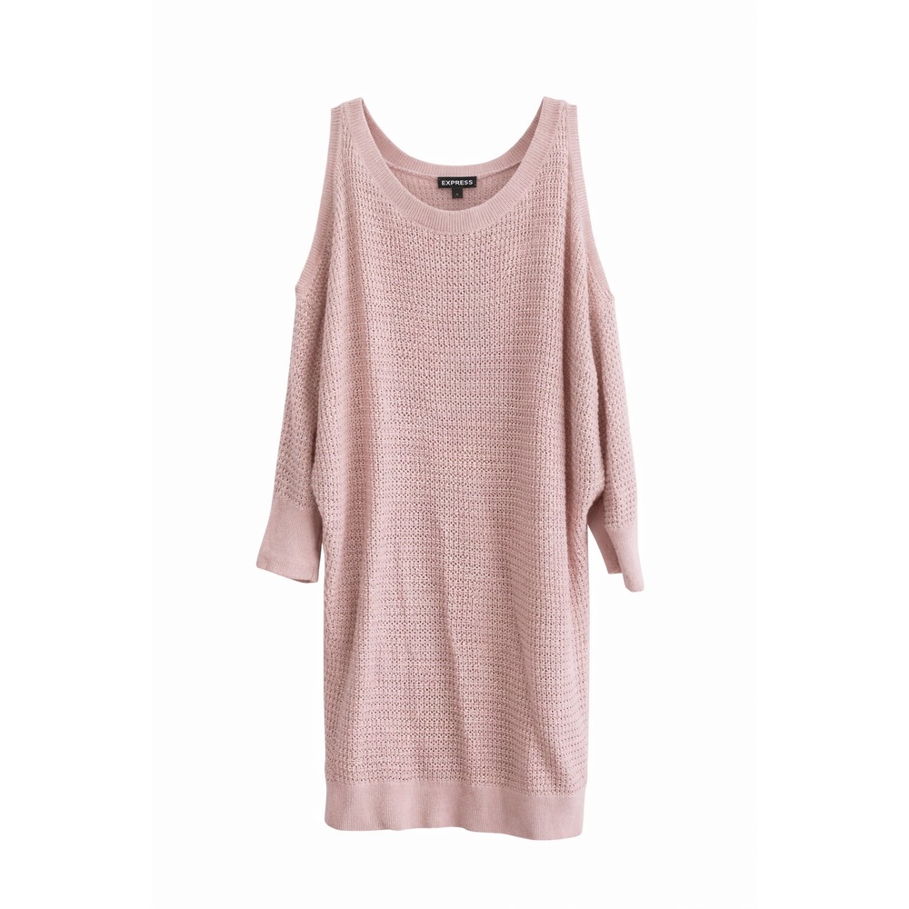 Express Cold Shoulder Knit Sweater XS Pink‎ Dolman Sleeve Lightweight